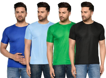 Men's Pack Of-4 Half Sleeves Round Neck T-shirt With Men's Magnetic Oval Watch Combo